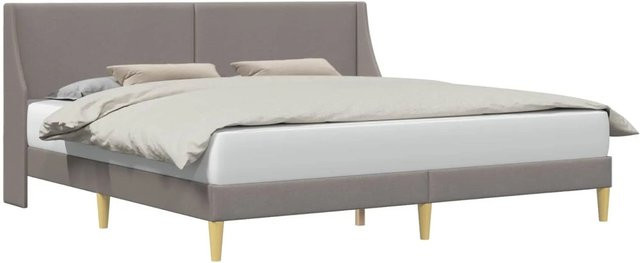 vidaXL Bettrahmen mit Kopfteil und Verbindungsplatte in Taupe mit Stoffmuster - Bild 1