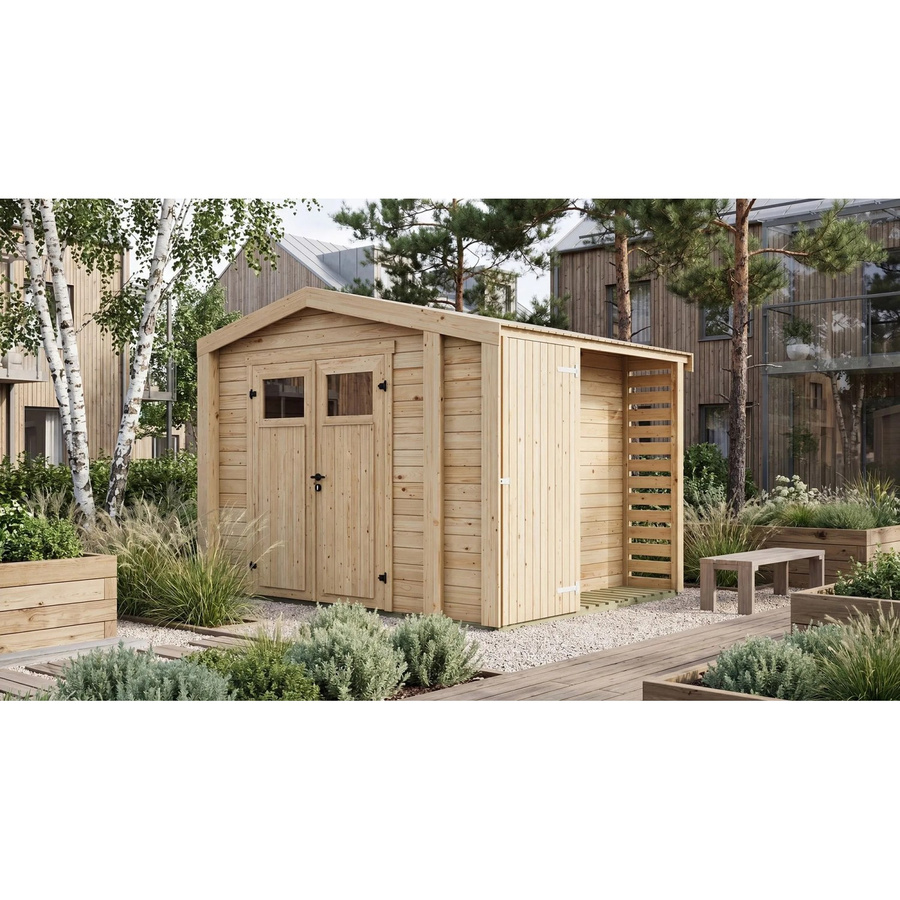 Weka Holz-Gartenhaus Killarney mit Satteldach in Natur Braun, B: 361 cm, T: 313 cm, H: 246 cm - Bild 2