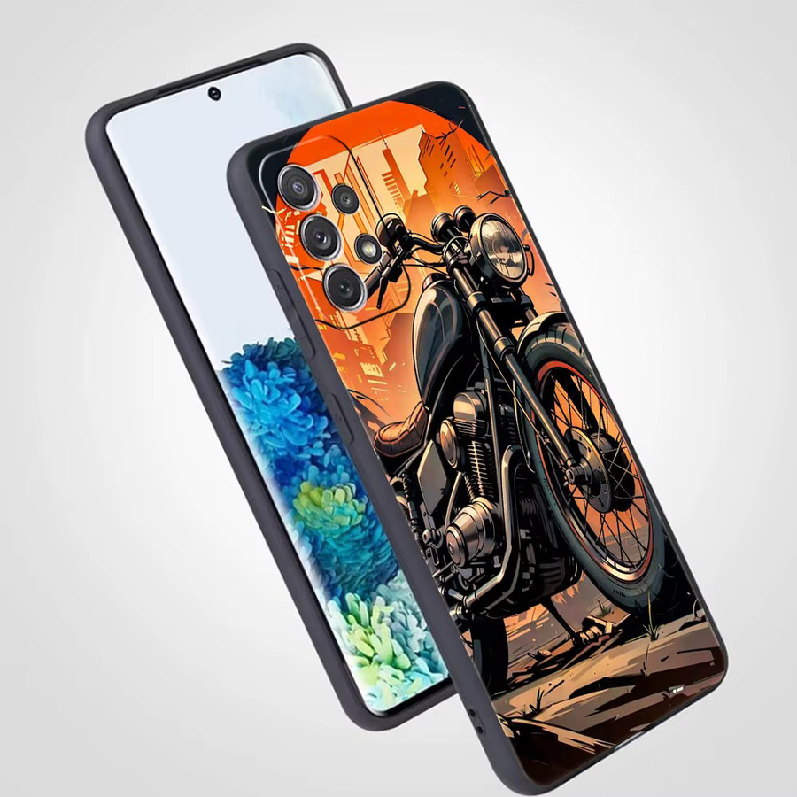 Handyhülle mit Vintage Motorrad Design für Samsung Galaxy A55 A35 A17 A07 A15 A13 A25 A72 A73 A32 A52 A52S A41 5G aus weichem TPU in Multicolor - Bild 3
