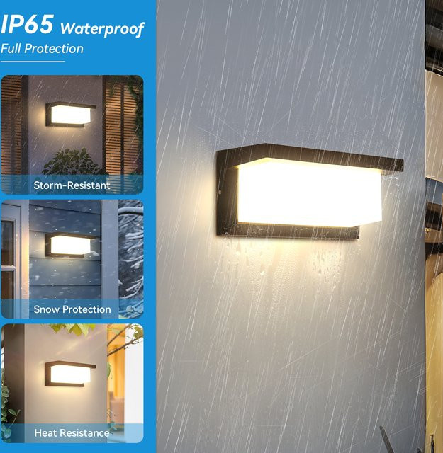 Moderne quadratische LED Wandleuchte von CHENBEN in Schwarz mit Up-Down-Licht, IP65 wasserdicht für Balkon, Wohnzimmer und Schlafzimmer, 25 W - Bild 1