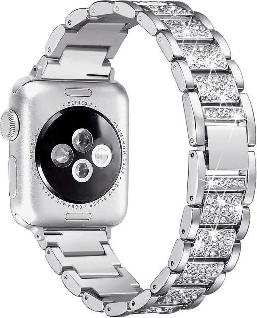 Uhrenarmband Edelstahl, Strass, Silber, Unisex - Bild 1