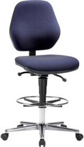 bimos Arbeitsstuhl Professionals mit Stoffpolster in Blau, Fußring und Rollen, Sitzhöhe: 62,0 - 87,0 cm - Bild 1