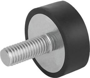 KIPP Gummipuffer Typ D mit Außengewinde M10 x 28 mm aus Stahl und Elastomer Naturkautschuk in Schwarz - Bild 1