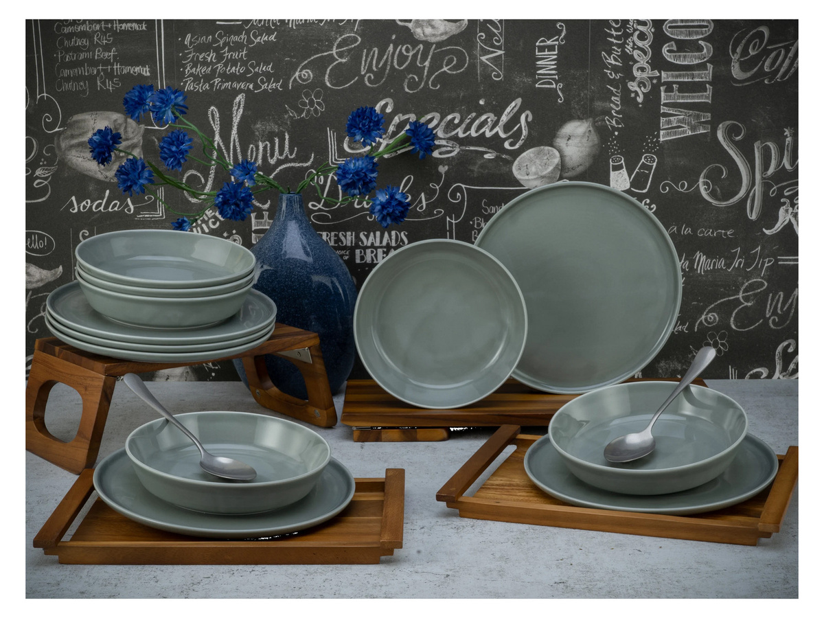 CreaTable Tafelservice Chef Collection 12-teilig aus Porzellan in Grau - Bild 2
