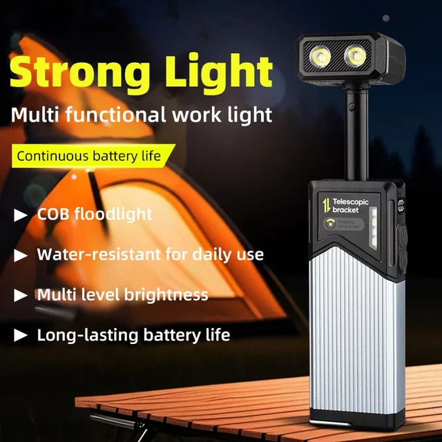 Multifunktionale Arbeitsleuchte und Outdoor-Campingleuchte in Schwarz, wiederaufladbare magnetische Taschenlampe mit Flutlichtfunktion - Bild 1