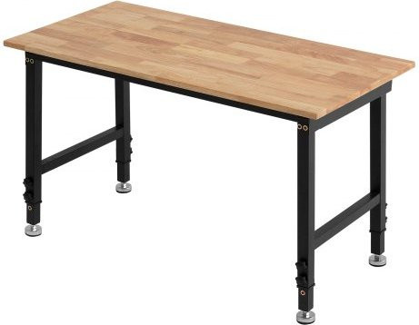 VEVOR Werkbank mit Eichenholzplatte in Braun, höhenverstellbar 67-102 cm, Tragkraft 680 kg, B/T: 122 x 60 cm - Bild 1