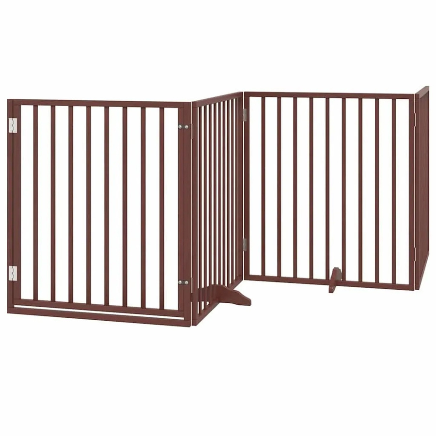 vidaXL 6-teiliges Hundetor aus Pappelholz mit Tür, faltbar, Braun, Breite: 480 cm - Bild 2