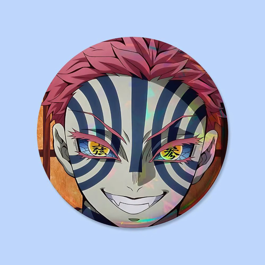 Demon Slayer Akaza Anstecknadel Brosche aus Metall, rund, Multicolor, Bilibili Fan-Zubehör - Bild 5