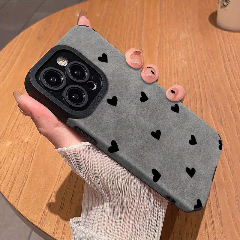 Sturzsichere Handyhülle mit Herz-Design für Apple iPhone 11 bis 17 Pro Max Plus in Grau - Bild 2