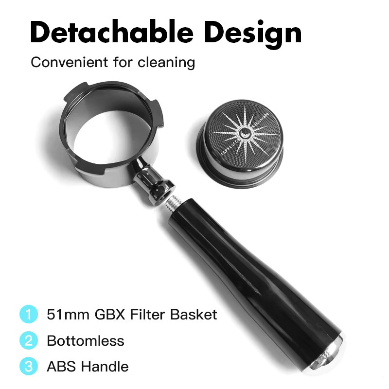 AliKisscafe Kaffee-Siebträger ohne Boden in Weiß für Delonghi Dedica EC680 EC685 aus Edelstahl mit 51 mm Durchmesser - Bild 4
