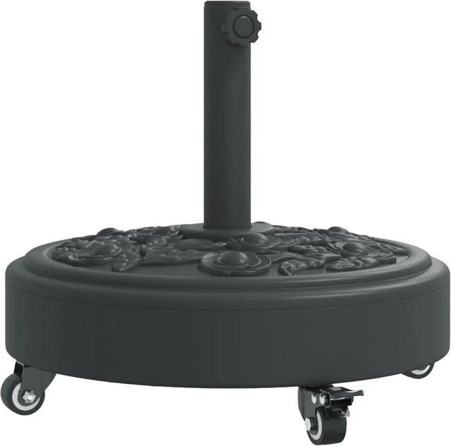 vidaXL Sonnenschirmständer mit Rollen in Schwarz für Ø38/48 mm Mast, 27 kg, Beton und Eisen mit Blumenmuster - Bild 1