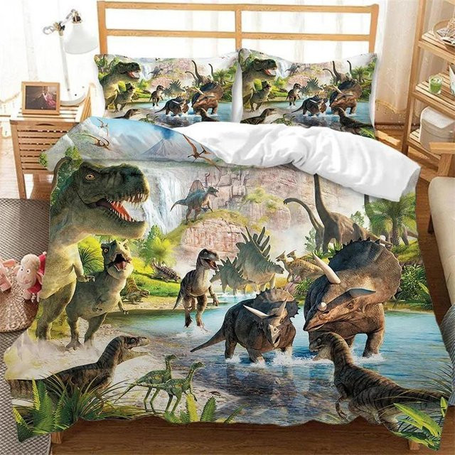 Jurassic World Park Dinosaurier Bettwäsche Set mit Bettbezug und Kissenbezug, Practical Home Decor, Mehrfarbig, Breite: 135 cm, Höhe: 200 cm - Bild 1