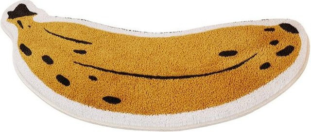 BC-Warm Home Bogenförmige Badematte in Bananenform, gelbe rutschfeste und saugfähige Badezimmermatte aus Mikrofaser, Breite: 55 cm, Länge: 120 cm - Bild 1