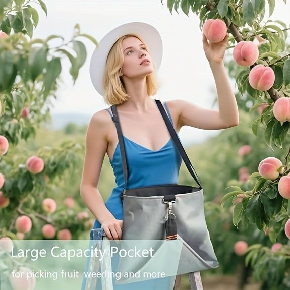 Untior Garten-Ernteschürze aus Oxford-Gewebe in Grün mit großer Kapazität und verstellbarem Gurt zum Pflücken von Obst und Gemüse sowie zur Aufbewahrung von Gartengeräten - Bild 1