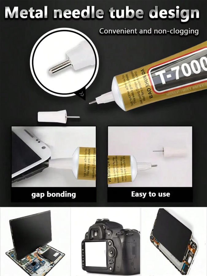 LOOLIFL T-7000 Klebstoff Schwarz, halbflüssiger Kleber für Elektronik, Handy-Bildschirm-Ersatz, Glas, Metall und Kunsthandwerk - Bild 5