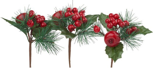 VBS Beerenpick mit Apfel in Rot aus Kunststoff für die Adventsdekoration