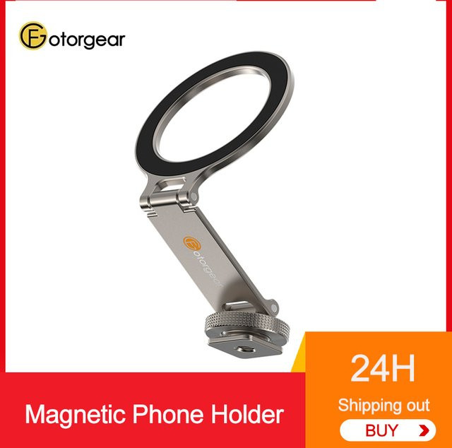 Fotorgear Doppelseitiger magnetischer Telefonhalter mit Kaltschuhhalterung für iPhone, faltbarer Fotografie-Telefonständer - Bild 1
