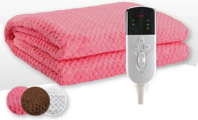 RUIANBAO Heizdecke aus 2-lagigem Flanell mit Timer in Pink, B/H: 150 x 80 cm - Bild 1