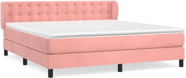 vidaXL Boxspringbett Hybrid mit Matratze und Taschenfederkern in Rosa, Samt, B/T/H: 180 x 200 x 78 cm - Bild 1