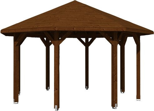 Skan Holz Pavillon Nice 2 aus Leimholz in Nussbaum Braun B/T/H: 484 x 484 x 330 cm - Bild 3