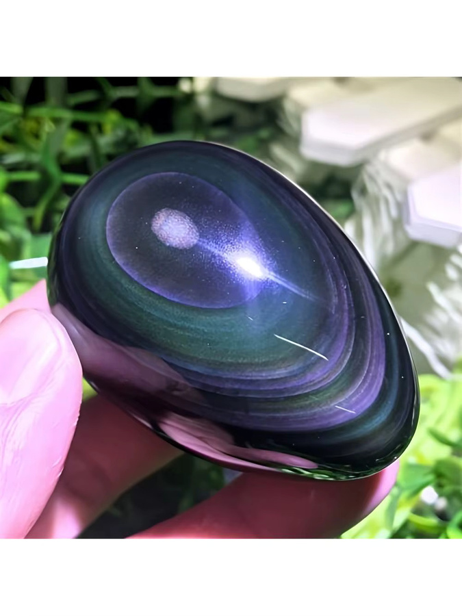 CrystalHola Regenbogen-Obsidian-Kristall in eiförmiger Form, multicolor, polierter Stein zur Heimdekoration - Bild 7
