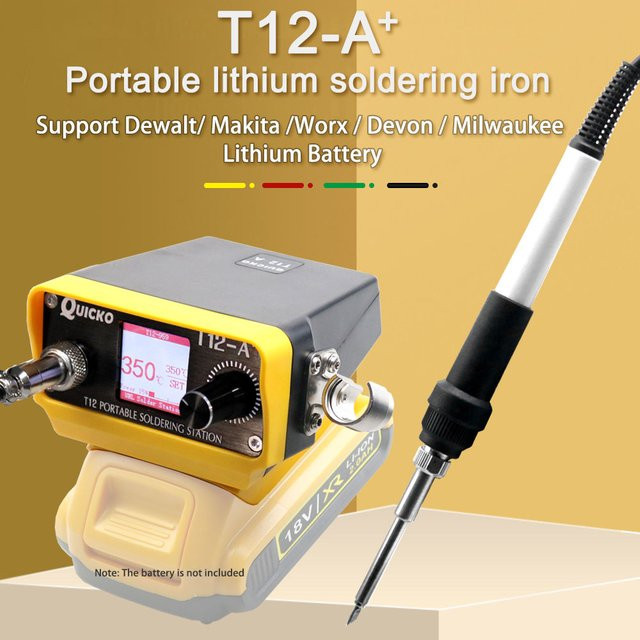 QUECOO T12-A plus Akku-Lötstation Lötkolben für 18–21 V Li-Ionen-Akkus für DIY-Reparaturen ohne Batterie - Bild 1