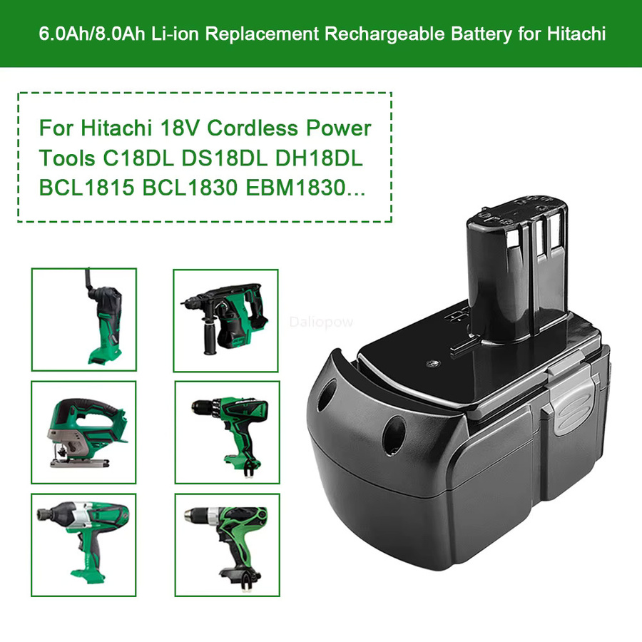 Hitachi Ersatzakku Li-Ion 18 V für BCL1815 BCL1830 EBM1815 EBM1830 DS18DL DH18DL C18DL DV18DL (6,0 Ah oder 8,0 Ah) - Bild 3