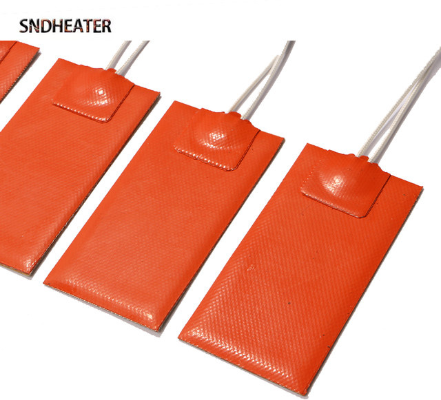 SNDHEATER Silikon-Heizplatte Elektroheizelement-Pad mit Klebstoff für 3D-Drucktafel, Farbe: Orange, B/T: 50 x 50 mm oder 100 x 50 mm - Bild 1