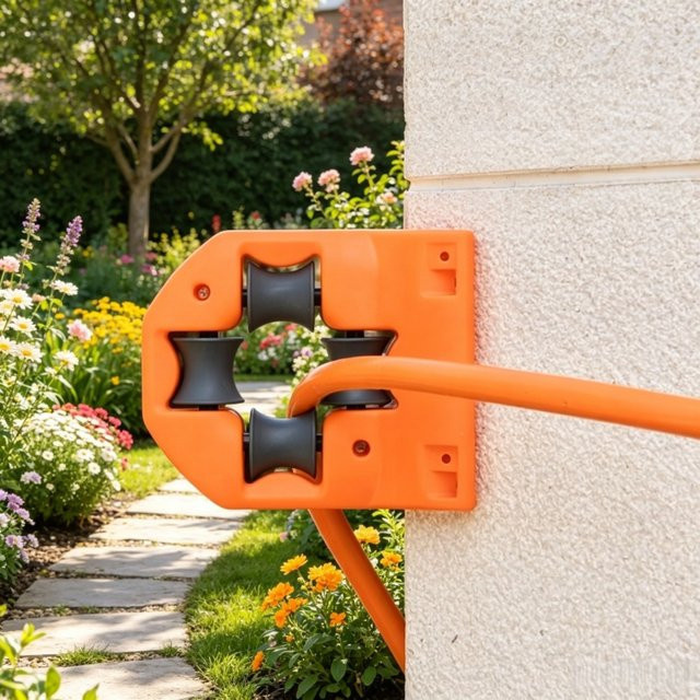 YTYIN Wandmontierte Gartenschlauchhalterung in Orange für den Außenbereich - Bild 1