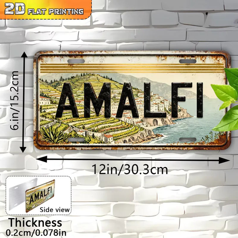 Vintage Amalfi Wanddekoration aus Metall, mehrfarbiges Schild für den Außenbereich und die Heimdekoration, rechteckig, B: 30 cm, H: 30 cm, T: 15 cm - Bild 2