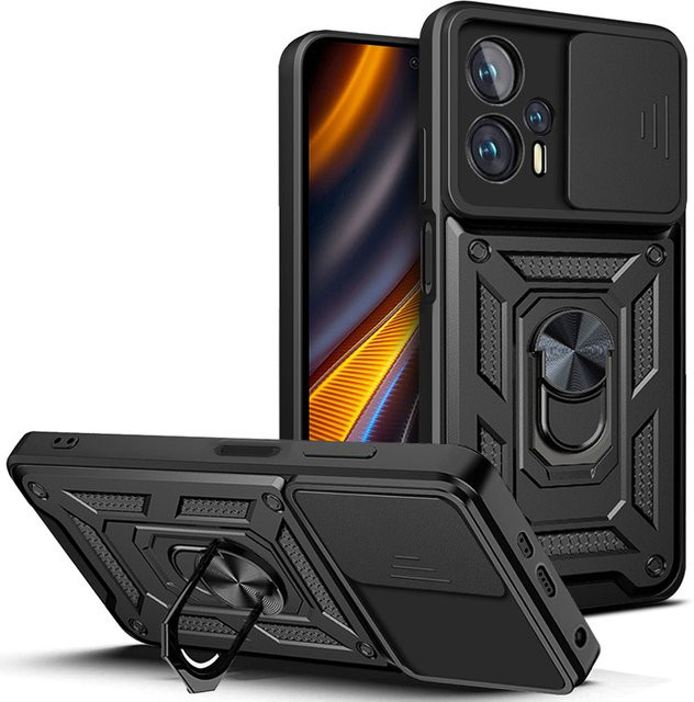 Stoßfeste Rüstung-Schutzhülle mit Ring für Xiaomi Poco F3 F4 GT F5 X7 X6 X5 X4 X3 NFC GT M3 M4 Pro in Pink und Black - Bild 1