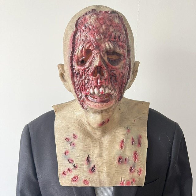 Realistisch blutende Latexhaube, gruselige Totenkopfmaske, rot, One size - Bild 1
