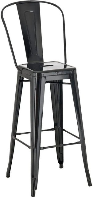 DELUKE Barhocker CHENNA Barstuhl aus Metall in Schwarz, B/T/H: 44 x 52 x 115 cm - Bild 1