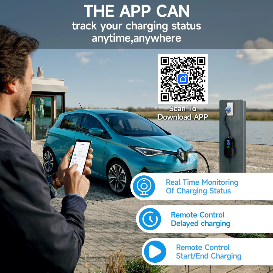 AFYEEV Tragbares Typ2 EV Ladegerät 7,2 kW mit WiFi und Bluetooth App-Steuerung, Schwarz - Bild 6