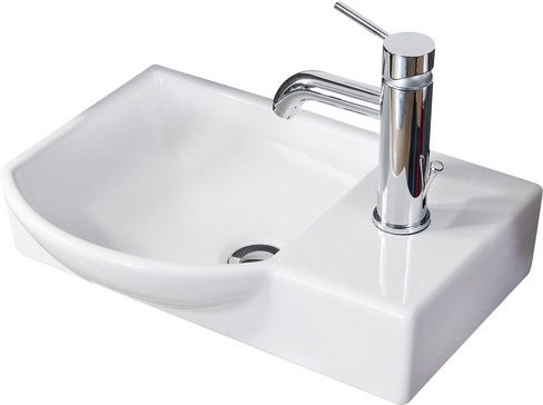 Fackelmann Handwaschbecken Sceno eckig aus Keramik, Weiß, B/H/T: 45,5 x 14,5 x 32 cm - Bild 1