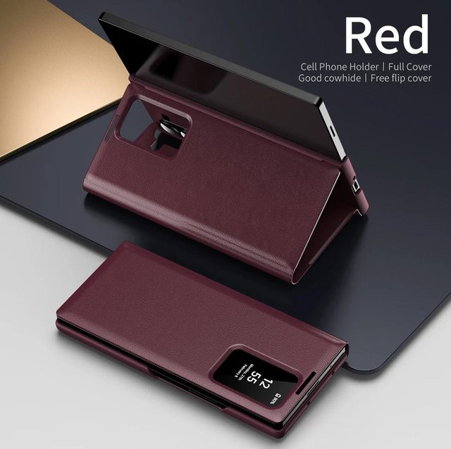 Original View Smart Window Wallet Lederhülle für Samsung Galaxy Z Fold 7 6 5 4 3 in Rot - Bild 1