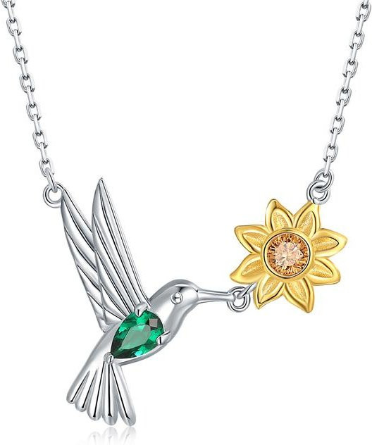 Allbestart Halskette mit Kolibri-Anhänger, 925 Silber, Zirkonia, Damen, 45 cm - Bild 1