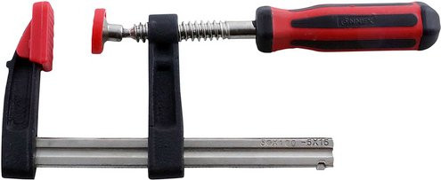 Connex Bastlerschraubzwinge in Rot, Silber und Schwarz mit 100 mm Spannweite - Bild 1