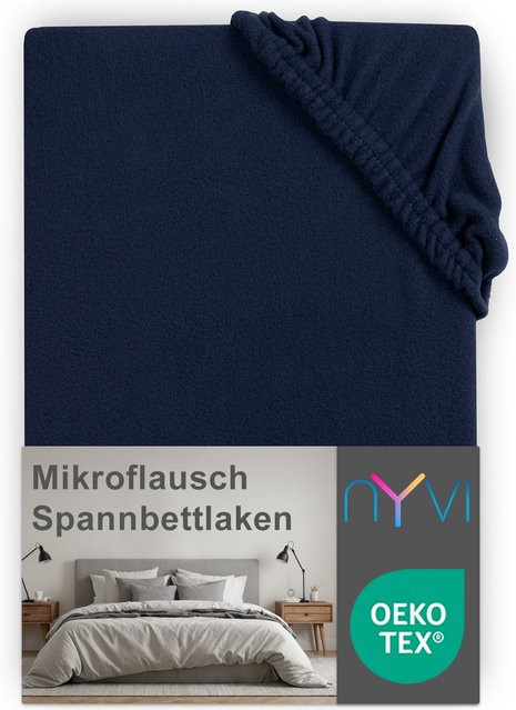 NYVI Spannbettlaken DreamScience Mikroflausch aus Mikrofaser, Navy Blau, B/T: 180 x 200 cm oder 200 x 200 cm - Bild 1