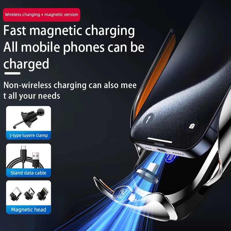 Kabelloses 15 W Autoladegerät mit 360 Grad Rotation und automatischer Klemmung für iPhone und Samsung in Schwarz oder Silber - Bild 3