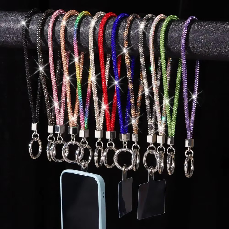 Glitzer Strass Telefon Lanyard mit Kristall-Design als Anti-Lost Handgelenkband für dein Smartphone oder Schlüsselbund, Länge: 24 cm, Farben: Weiß und Multicolour - Bild 4