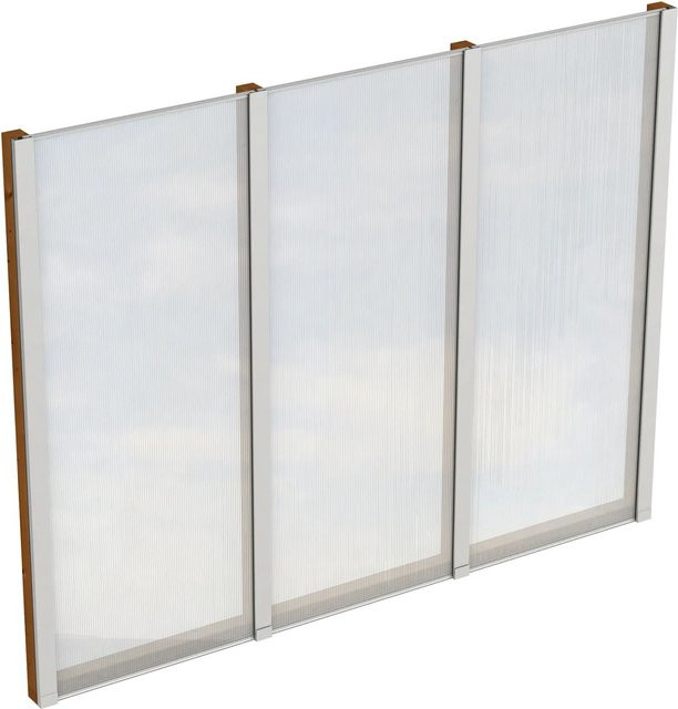 Skan Holz Seitenwand aus Holz mit semi-transparenten Polycarbonatplatten, Farbe: Nussbaum, B/H: 243 x 200 cm - Bild 1