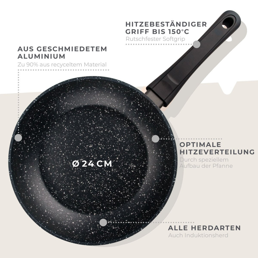 Fackelmann Antihaft-Pfanne Marble aus Aluminium in Anthrazit/Schwarz, Durchmesser: 24 cm - Bild 2