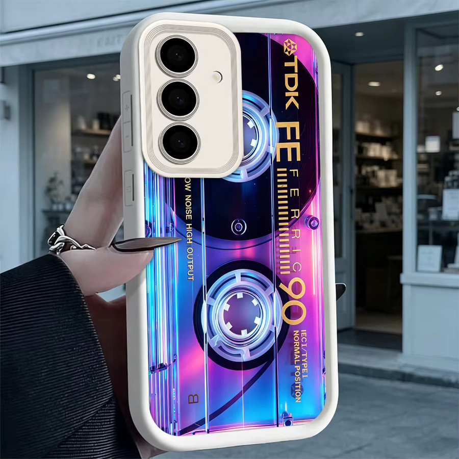 KUXA Neon TDK Kassetten Telefonhülle mit Kameraschutz für Samsung Galaxy S26 S25 S24 S23 S22 Ultra FE A17 A27 A57 5G in Schwarz Multicolour - Bild 1
