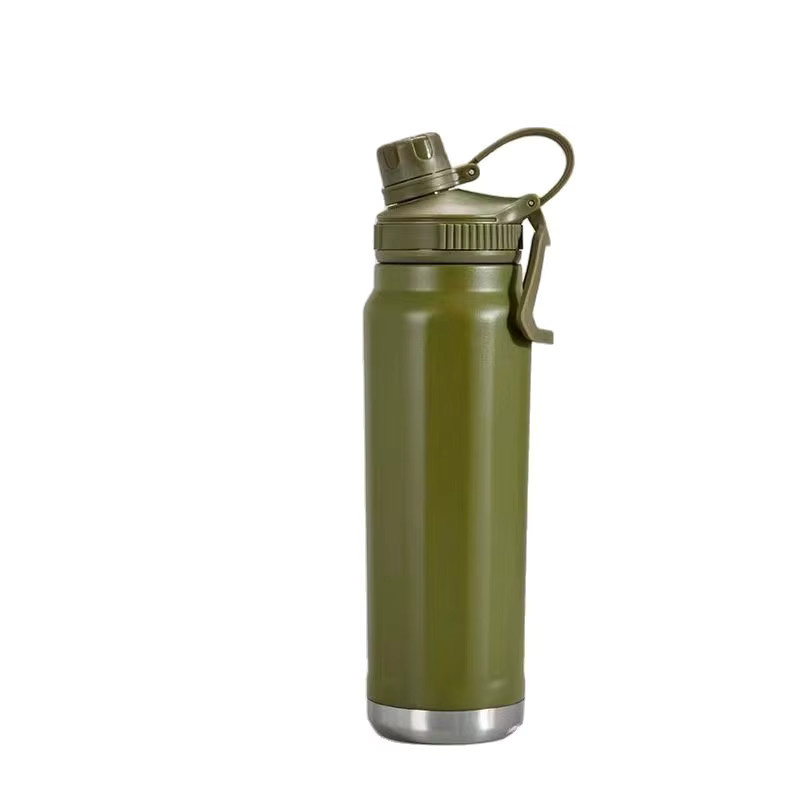 JUSTINLAU Thermosflasche aus Edelstahl mit Griff, isolierter Sportkrug für Heiß- und Kaltgetränke, Grün, 800 ml - Bild 2