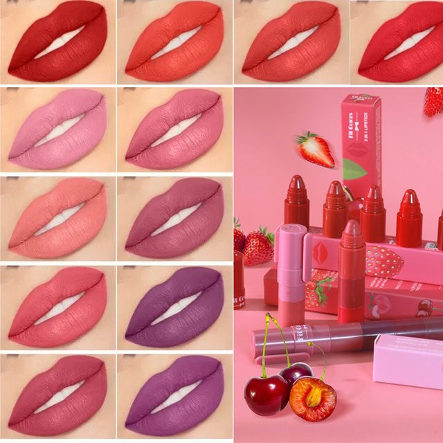 Matte Velvet Lipstick Crayon Kit, Pink Red, Mehrfarbiger Lippenstift - Bild 1