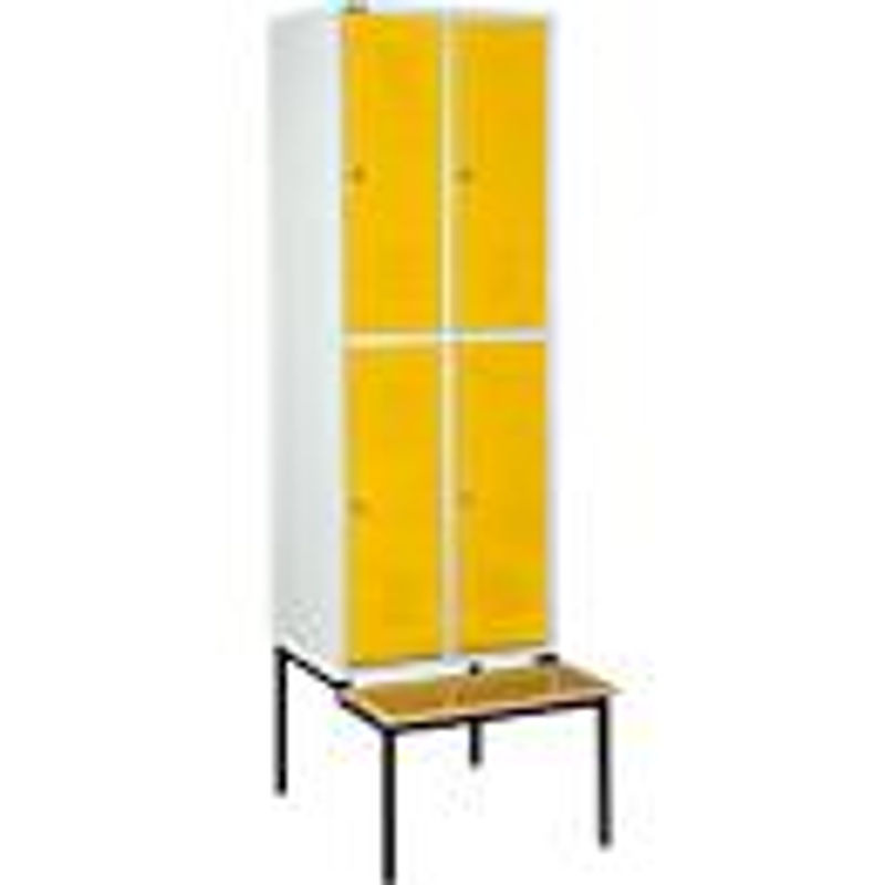 Schäfer Shop Select Kleiderspind mit Sitzbank, 2x2 Abteile, Zylinderschloss, Farbe: Rapsgelb, Breite: 300 mm - Bild 2