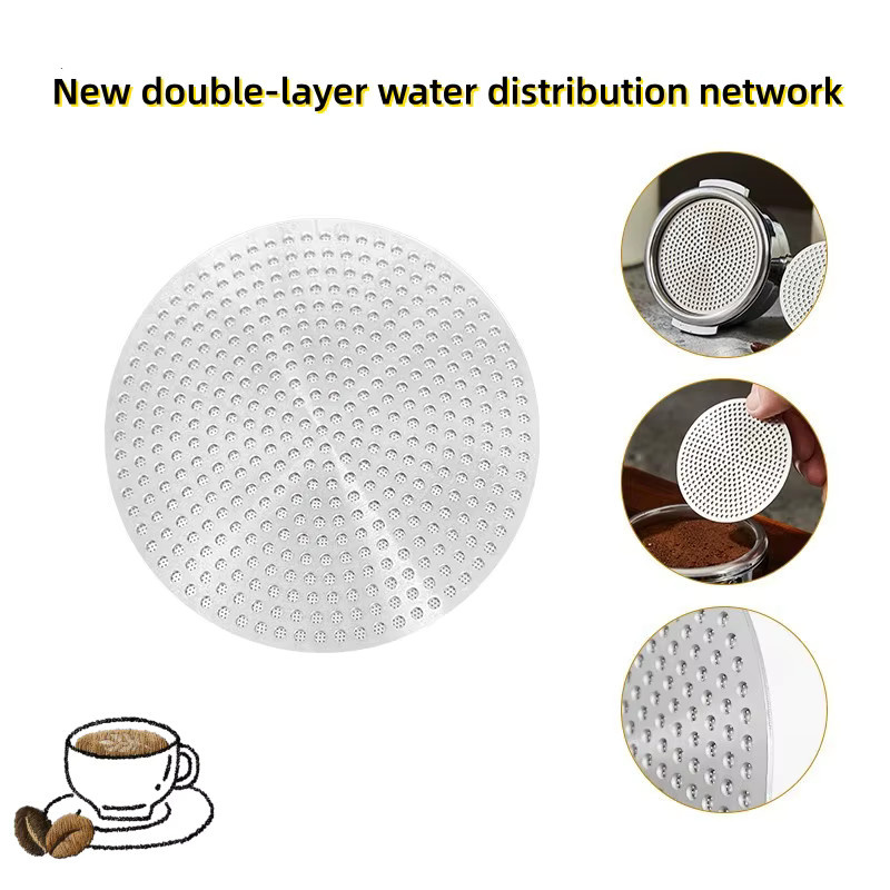 Wiederverwendbarer Kaffee-Puck-Bildschirm aus Edelstahl 304 in Silber, doppelschichtiger Feinfilter für professionelles Espresso-Zubehör, Durchmesser: 51 mm, 53 mm oder 58 mm - Bild 3