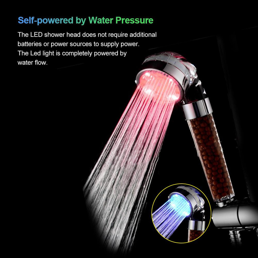 CosyHome LED-Handbrause mit Ionenfilter und automatischem Farbwechsel in Multicolor - Bild 4