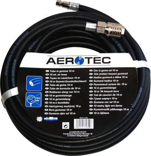 Aerotec Druckluftschlauch aus Kunststoff in Schwarz, Länge: 10 m, Durchmesser: 6 mm, Druckfestigkeit: 20 bar - Bild 1